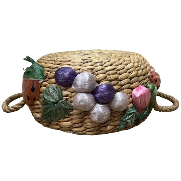 Vintage Anchor Hocking 1 Quart Casserole Baking Dish with Lid and Wicker Woven C - Picture 2 of 16